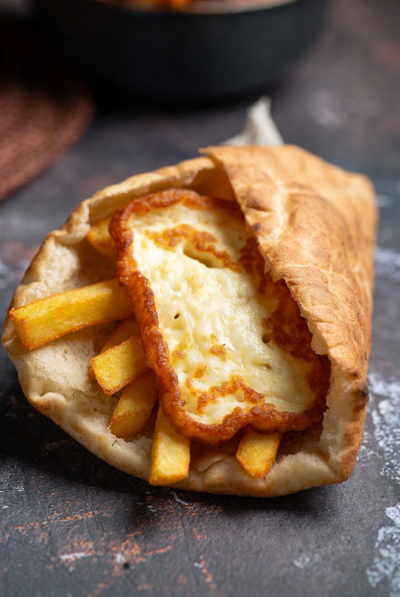 جبنة مقلية + بطاطس